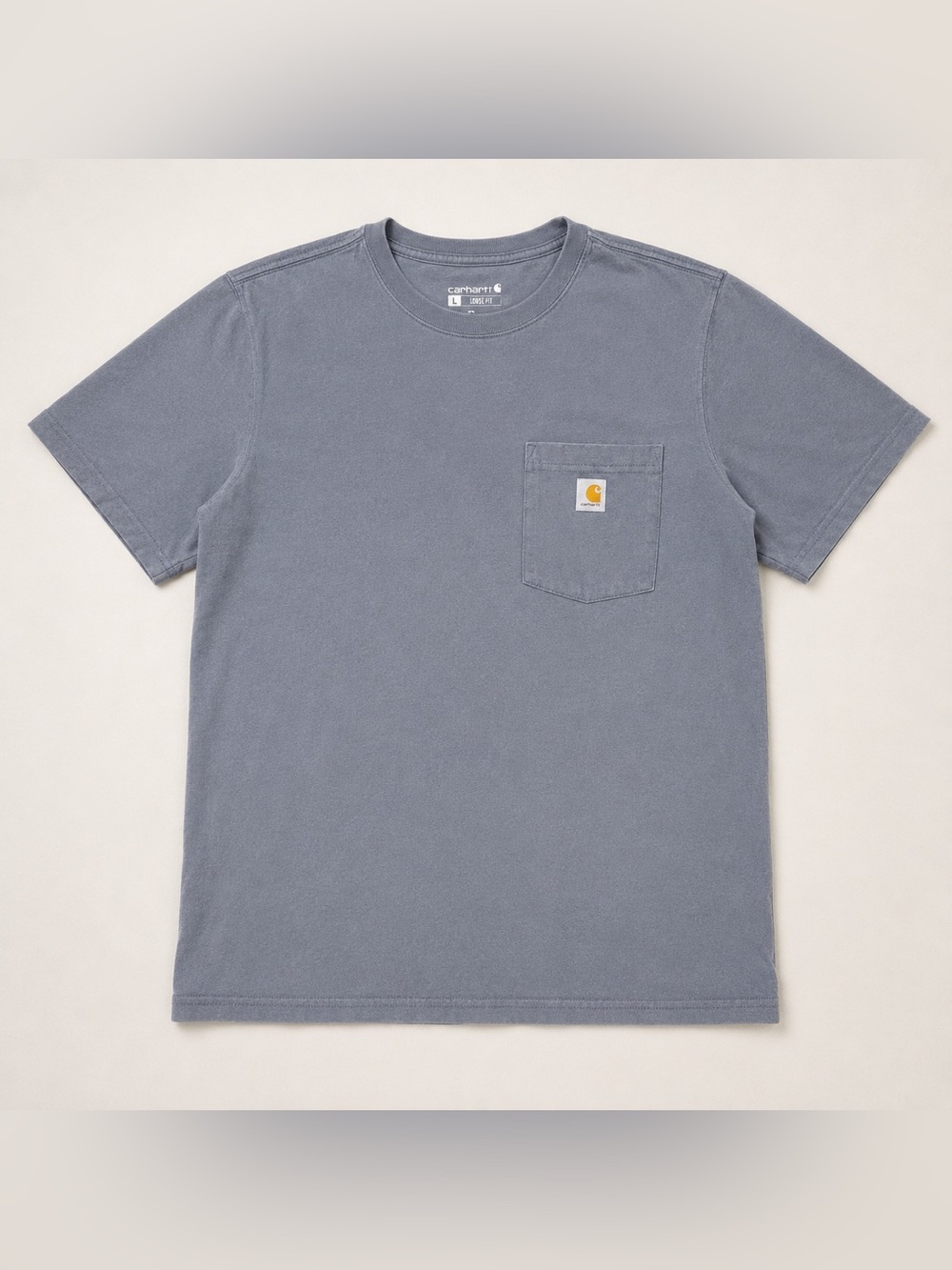 Carhartt Pocket T Shirt Mens Large Loose Fit Blue Gray Cotton Workwear Logo Tee